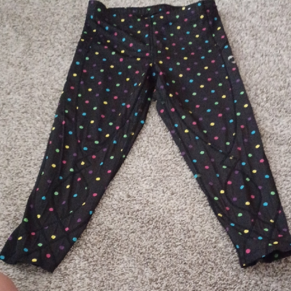 CW-X Black Capris with Playful Polka Dots